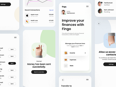 Fingo - Finance UI 3d app clean design finance fintech hands mobile modern payments transactions ui ux wallet