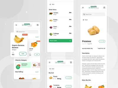 Marketstall - Grocery App UI checkout page daily food app e commerce app food app grocery app market app mobile app design order details order summary product design product page supermarket app ui