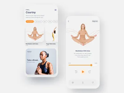 Meditation / Yoga App Concept app clean designui health healthy meditation mobile modern new player ui uidesign uxdesign yoga