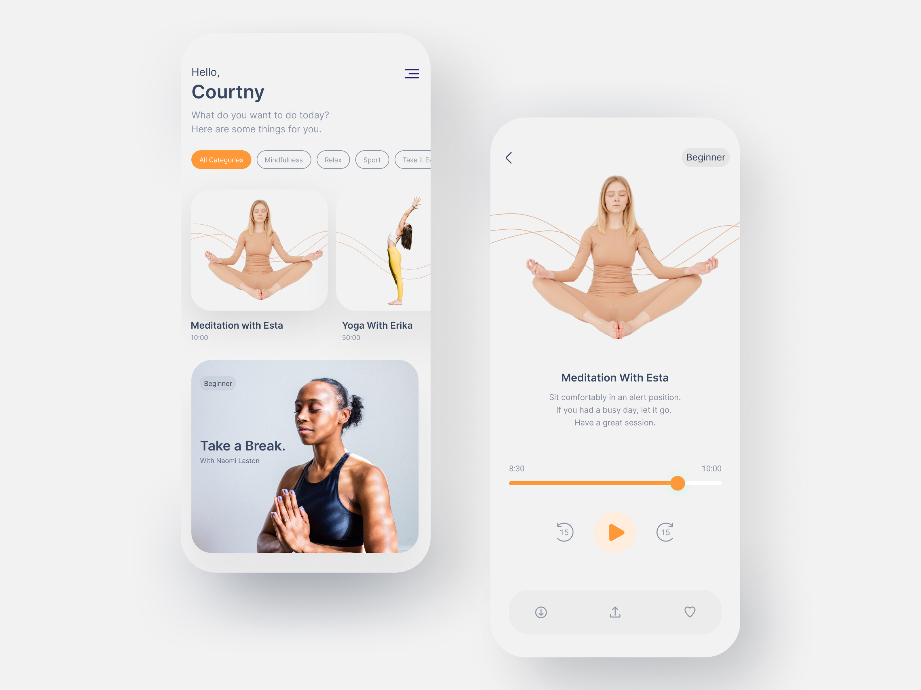 Example of Meditation / Yoga App Concept