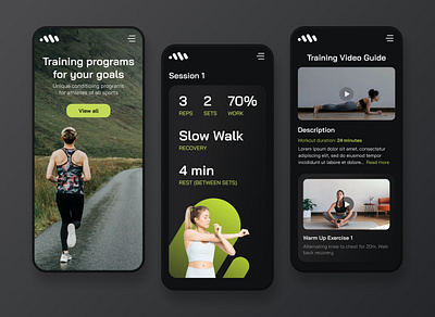 Mas Runner app (part 4) website mobile responsive design adaptive coach community exercises fitness gym health interface mobile program responsive running schedule sport trainings ui ux web