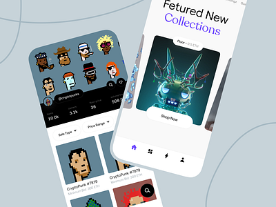 Mobile Design - NFT APP Concept app bitcoin concept crypto cryptopunk dark dark theme design eth etherium graphic design icon light light theme minimal mobile nft ui