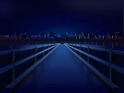 Bridge art bridge buildings city design dock graphic design illustration sky vector view water