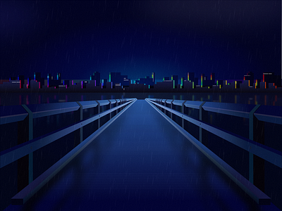 Bridge art bridge buildings city design dock graphic design illustration sky vector view water