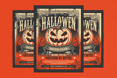 Halloween Party Flyer catalog clean design flyer halloween halloween flyer halloween party illustration indesign magazine minimal modern movie night poster print printable simple template thriller