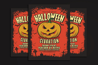 Halloween Party Celebration catalog clean design flyer flyer poster graphic design halloween halloween flyer halloween party illustration indesign magazine movie october party print printable pumpkin template thriller