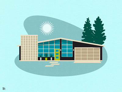 Mid-Century House #2_BRD_8-29-22 design home house illustration illustrator mcm mid century modern retro vintage