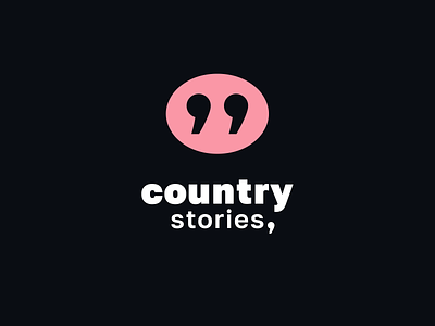Country stories branding comma country design literature logo logodesign logotype pig piglet quotation marks village