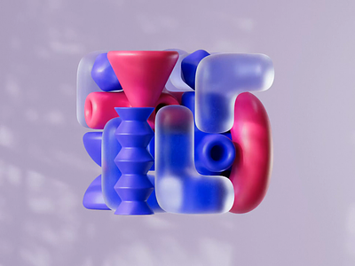 Components Assembled 3d abstract animation blue blurple brand c4d calming components loop red redshift render shapes
