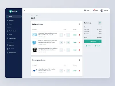 Mediq - Cart cart healthcare medical responsive ui design ux deisgn web application webapp