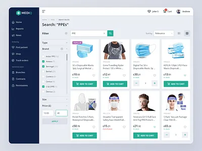 Mediq - Catalogue catalogue healthcare medical responsive search results shop ui design ux design web application