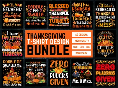 Thanksgiving T-Shirt Design Bundle thanksgiving t shirt