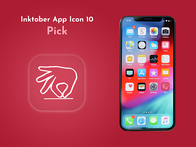 Inktober App Icon 10 - Pick 10 adobe xd challenge design draw graphic design hand illustration inktober inktober2021 ipad logo pick picking up procreate ui ux
