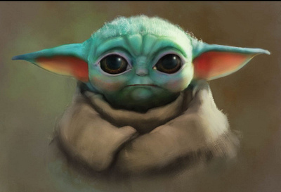 Baby yoda digital painting design illustration