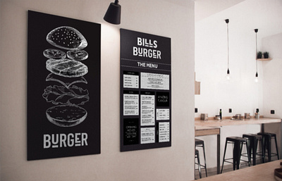 Print POS - Instore menu designs for burger restaurant branding design graphic design illustration logo typography