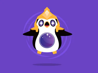 Pengu Divines the Future crystal ball cute flat floating future illustration league of legends magic magic ball pengu penguin psychic riot games stars teamfighttactics tft