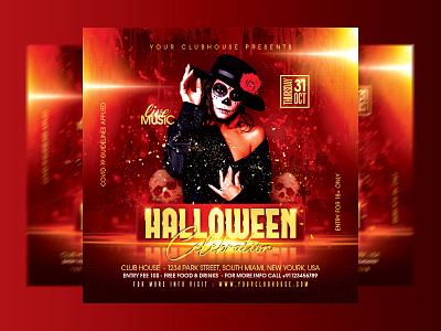 Halloween Flyer 31st october club event flyer flyer design halloween halloween party halloween time happy halloween holiday instagram party print flyer psd flyer pumpkin scary skull social media post spooky zombie