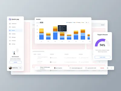invoicing platform app design client billing crm dashboard design design system finance fintech freelance illustration invoice ios landing page mobile app payment quickr saas ui ux