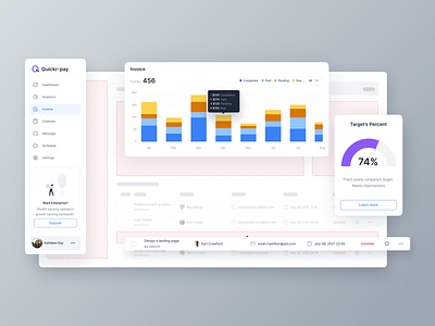 invoicing platform app design client billing crm dashboard design design system finance fintech freelance illustration invoice ios landing page mobile app payment quickr saas ui ux