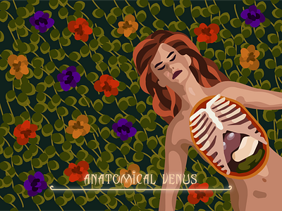 ANATOMICAL VENUS 2d anatomical dribbble flat flowers halloween illustration october spooky vector venus vine