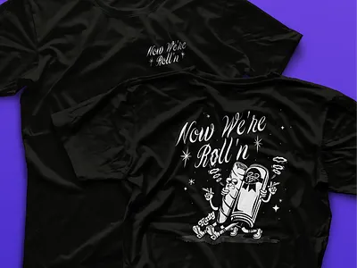 Now We're Roll'n blunt branding can cannabis character design graphic illustration joint lockup pbr