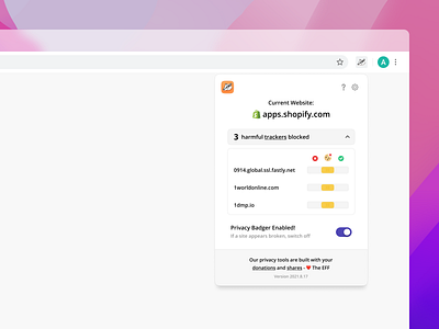 Electronic Frontier Foundation EFF - Chrome Extension chrome clean cookies design extension minimal privacy tracker ui