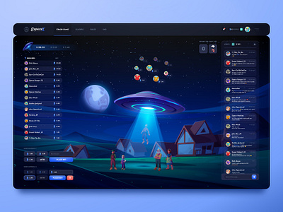 EspaceX: Crash game (intermediate phase) 2d bets betting casino crash crypto dashboard gambling game game interface gaming graphic design illustration jackpot lottery nft game product design ufo uiux web design