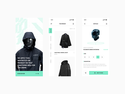 Techwear app fashion future futuristic mobile app mobile design store techwear ui design ux design
