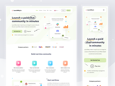 LaunhNity.io Landing page app branding card clean design home homepage illustration ios landingpage logo profile ui web website