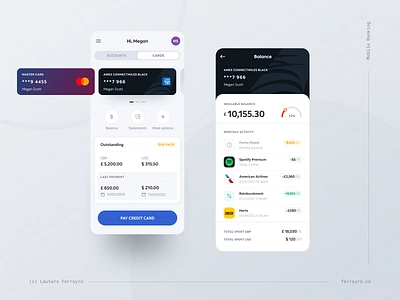 Mobile Banking amex app balance bank credit card mobile money spending ui ux