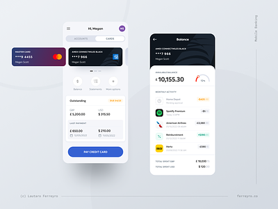 Mobile Banking amex app balance bank credit card mobile money spending ui ux