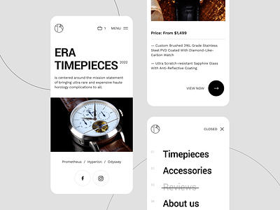 Eratimepieces Redesign Concept adaptive app application brand concept hand watch mobile promo redesign timepieces ui uidesign web wrist watch