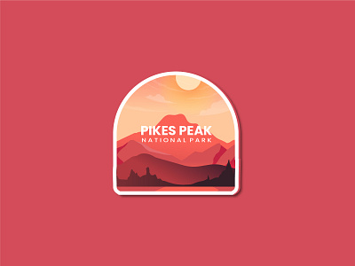 Pikes Peak National Park 3d adventure logo animation badge branding design flat graphic design illustration line art logo motion graphics moutain national park retro sketch summer ui usa vector