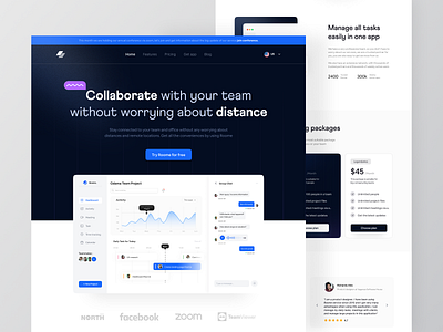 Roome ~ Task management website🔗 chat clean collaboration dashboard landing page management website product product design productivity task task app task management team ui user interface ux web app web design website website design