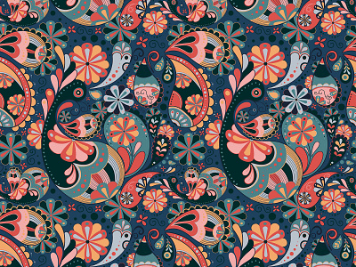 Creative Paisley Pattern | Seamless Textile Background adobe background creative design digital art fabric graphic graphic design illustration illustrator paisley pattern photoshop png psd seamless textile unique vector wallpaper