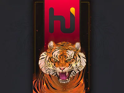 Tiger Card Illustration - Self Branding animal artwork branding card art creative design digital art digital painting fearless graphic art graphic design illustration logo personal art photoshop self branding strong tiger tiger art