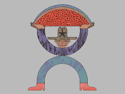 Vaquero🍉 abstract boots cowboy distressed geometry guadalajara hat illustration mexico star textures watermelon
