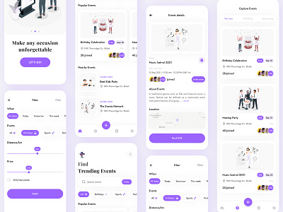 Events App Design app app ui design booking booking app booking ui conference design events ilias ios meetup mobile app mobile ui design online book trending trendy app ui ui design ux ux design
