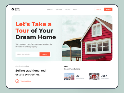 Real Estate landing page agency header homepage landing page product design property ui ux uihut website website design