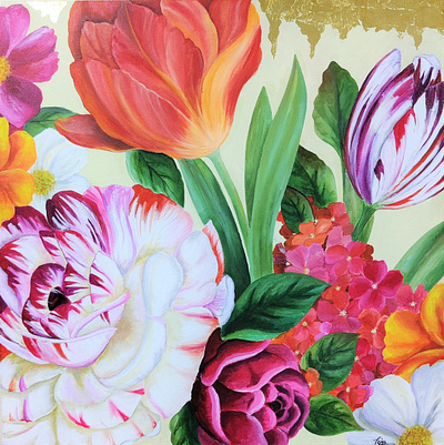 Floral acrylic painting art canvas design floral flowerart flowers illustration oil paint painting