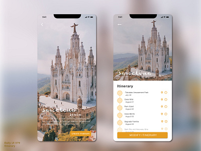 Daily UI 079 • Itinerary 079 barcelona barcelona spain daily100 daily100challenge dailyui dailyui079 dailyuichallenge design interface design itinerary itinerary design mobile app sketch ticket travel trip trip detail ui uiux