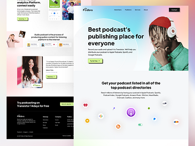 Podcast Landing Page audio episode googlepodcast headphone hearing jokebox landingpage listening minimal music playlist pocast podcastapp recordingaudio spotify streaming ui voice web website