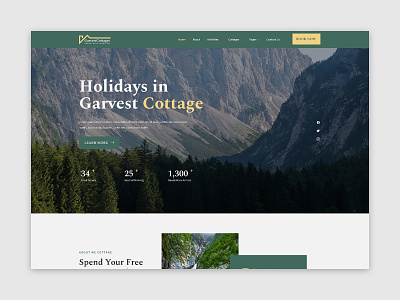 Garvest - Nature Cottages Elementor Template Kit booking cottage glamping home page landing page nature property resort travel ui vacation web design web theme website woods