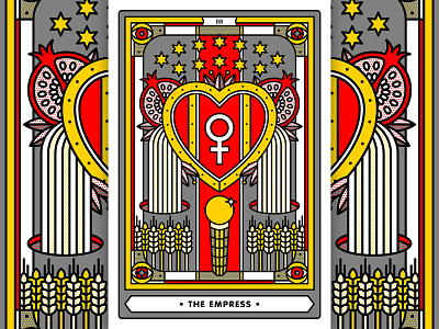 The Empress card female femininity grain halftone heart illustration monoline pomegranate tarot tarot card the empress water zodiac