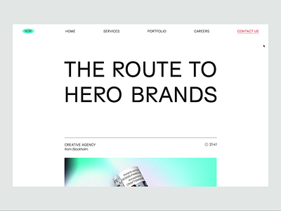 Hero Animation — Agency Concept after effects cta cylinder exploration figma gradient green hero interaction landing mesh motion portfolio principle surt sweden ui vindar web design