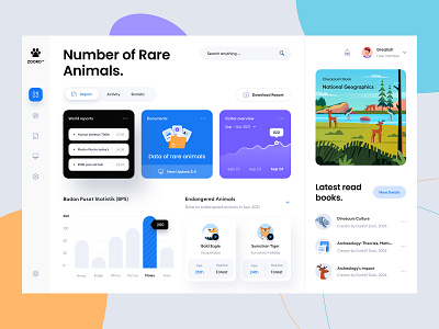 Archaeology Dashboard 🐯 activity animal archaeology character dashboard data design desktop eagle folder gradient icon illustration product design report statistics tiger ui design website zoo