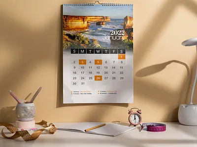 January, 2022 Calendar ( Australia ) 2022 calendar australia branding graphic design ui