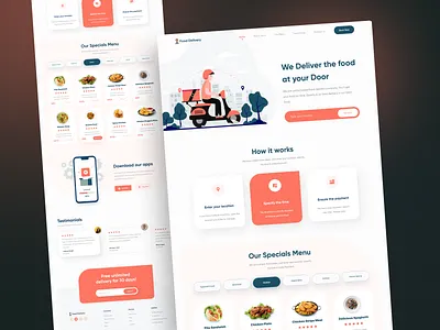 Food Delivery Landing Page branding design dribbble food food delivery food delivery landing page illustration landing page landing page design logo online food restaurent ui uiux web design website design