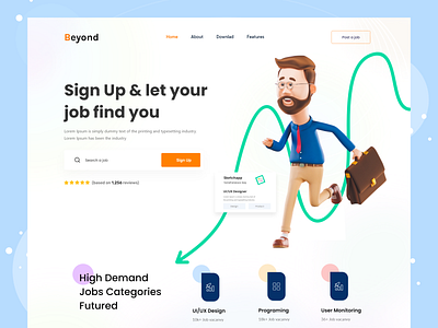 Job Find Landing Page Design 3d branding clean design graphic design illustration job landingpage logo responsive template ui ui ux website