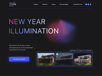 New Year Illumination Website clean corpotate dark gradient graphic design interface landing page mesh gradient minimalistic new year typography ui ui design uidesign web design